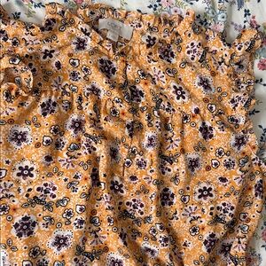 LOFT Yellow and Purple Floral sleeveless Top with Gold Buttons